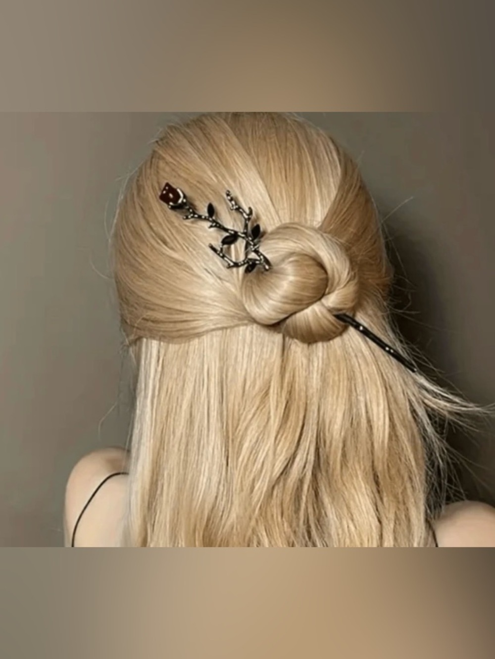 Gothic Black Rose Hair Accessory, Black and silver color, NEW - Picture 3 of 3